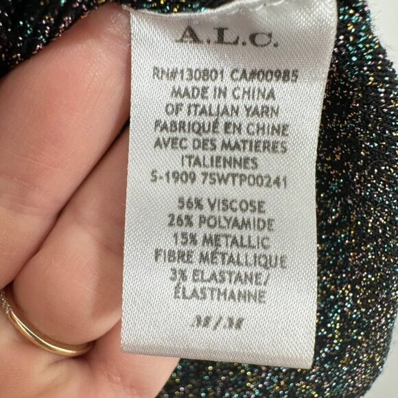 A.L.C. Mariam Metallic Mockneck Cropped Tank Top Size Medium Party Going Out - Picture 4 of 5